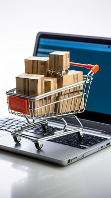 e-commerce-vision-laptop-shopping-basket-keyboard-symbolize-online-shopping-on-white-backdrop-vertical-mobile-wallpaper-ai-generated-free-photo